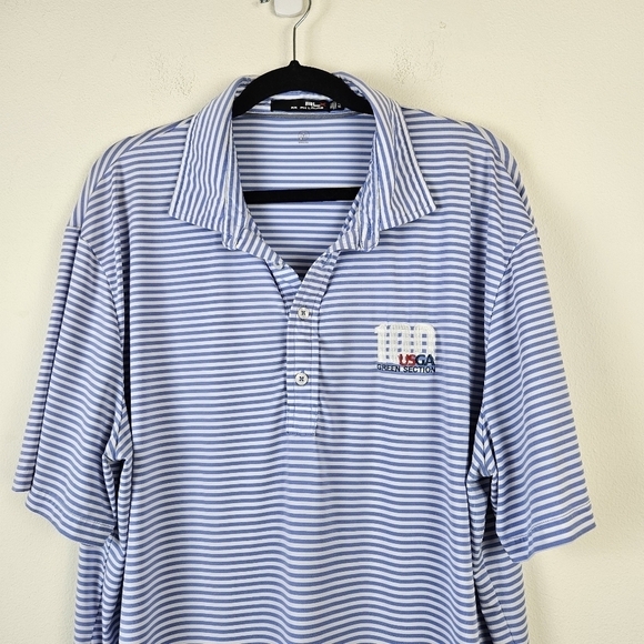 RLX 100 USGA Green Section Striped Short Sleeve Polo Shirt Size XL - Picture 3 of 6